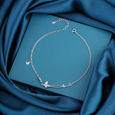 925 Sterling Silver Butterfly Charm Anklet for Women